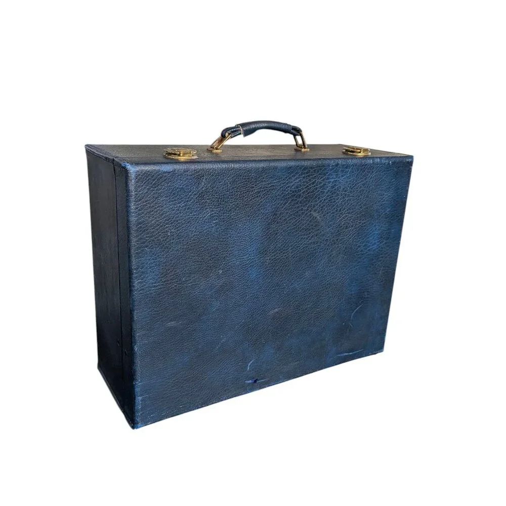 Vintage Blue Faux Leather Briefcase